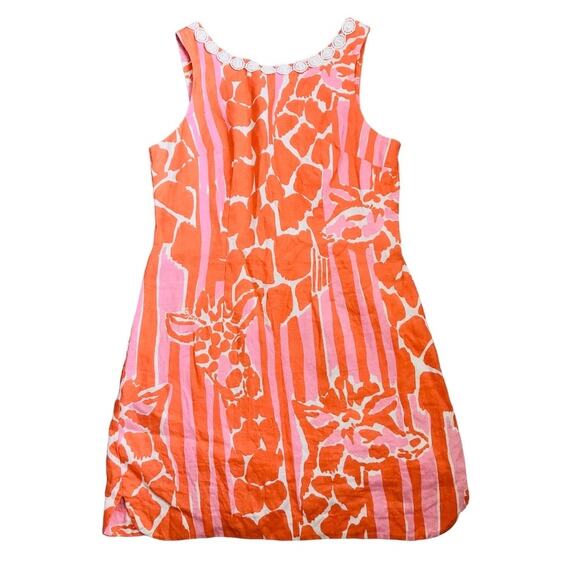 Lilly Pulitzer X Target Orange Pink Giraffe Dress Size 8 - Picture 2 of 5